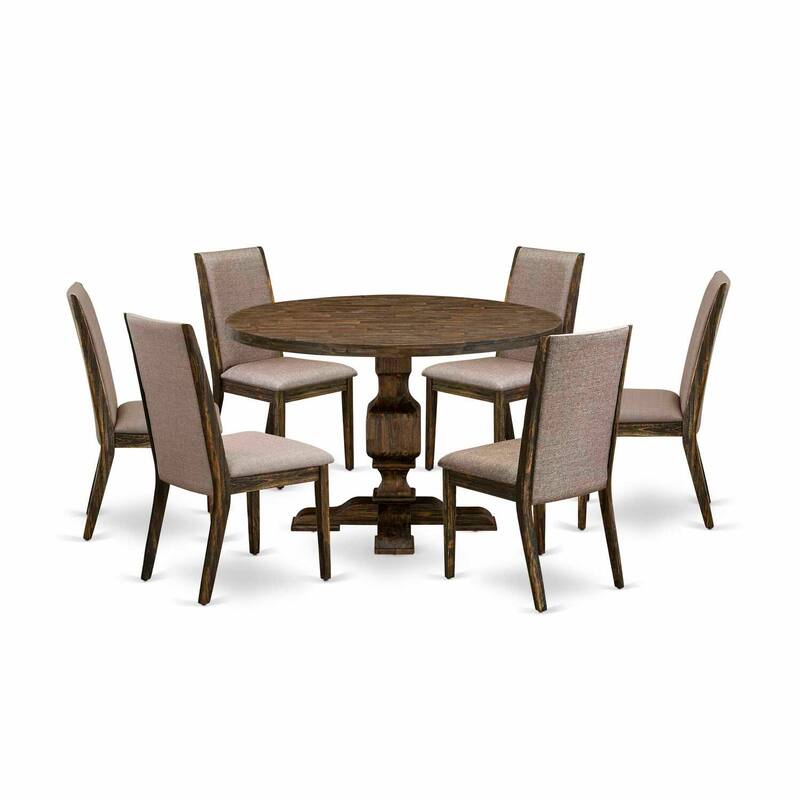 HomeStock 3-Piece Distressed Jacobean Finish Solid Wood Top Dining Table with 2 Chairs