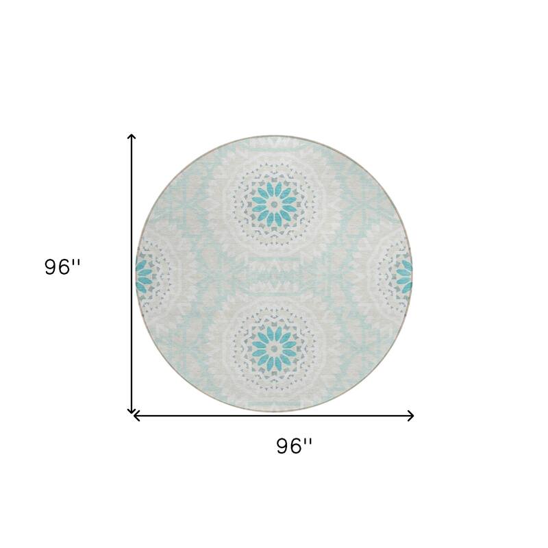HomeRoots Floral Medallion Transitional Rectangle Outdoor Rug