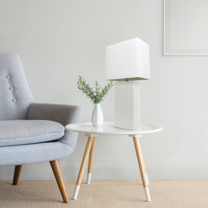 21 in. White Finish Table Lamp with White Shade, Sturdy Table Lamp for Living Rooms and Bedrooms