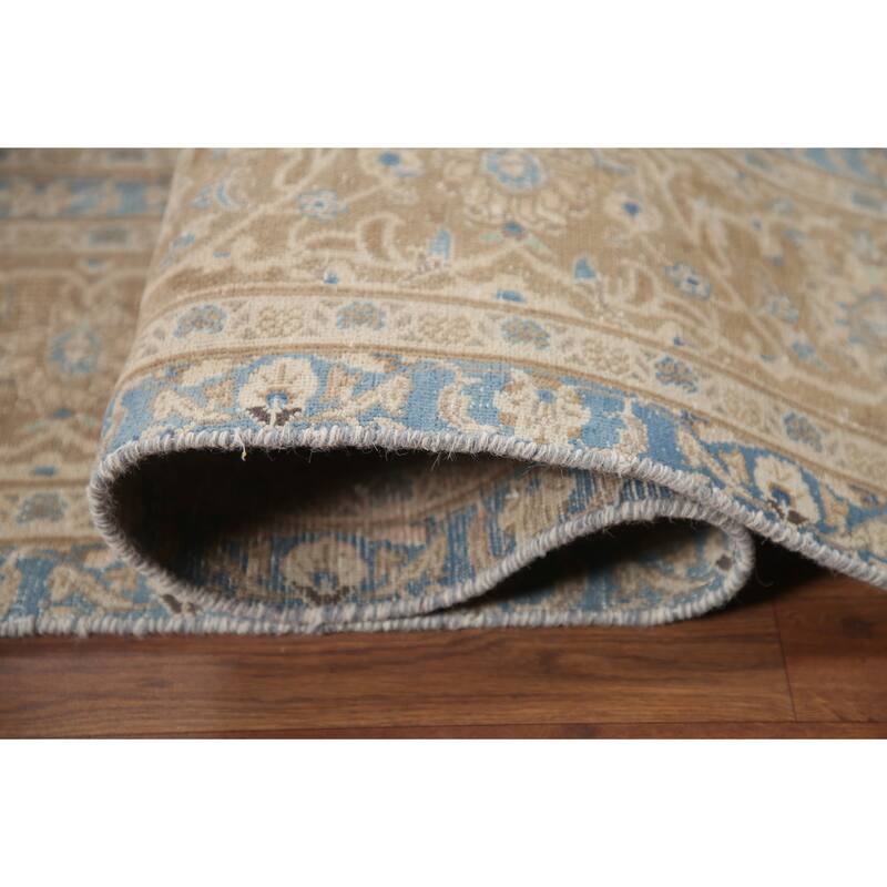 Hand Knotted Oriental 100% Wool Carpet Traditional Floral Pink Mashad Area Rug - 11' 11'' X 8' 9''