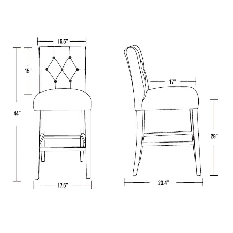Carter 29" Button Tufted Bar Stool Black Finish