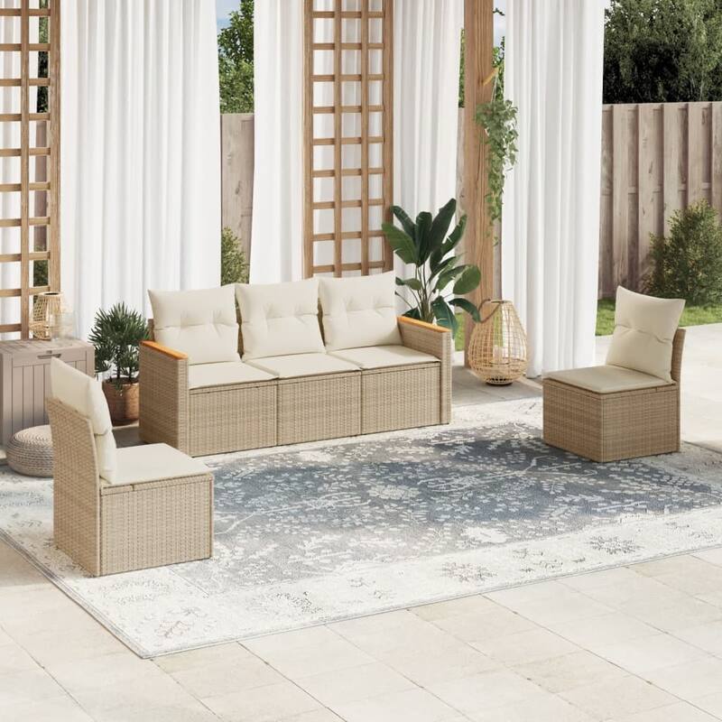 vidaXL Garden Sofa Set Black - Beige Medium Without table