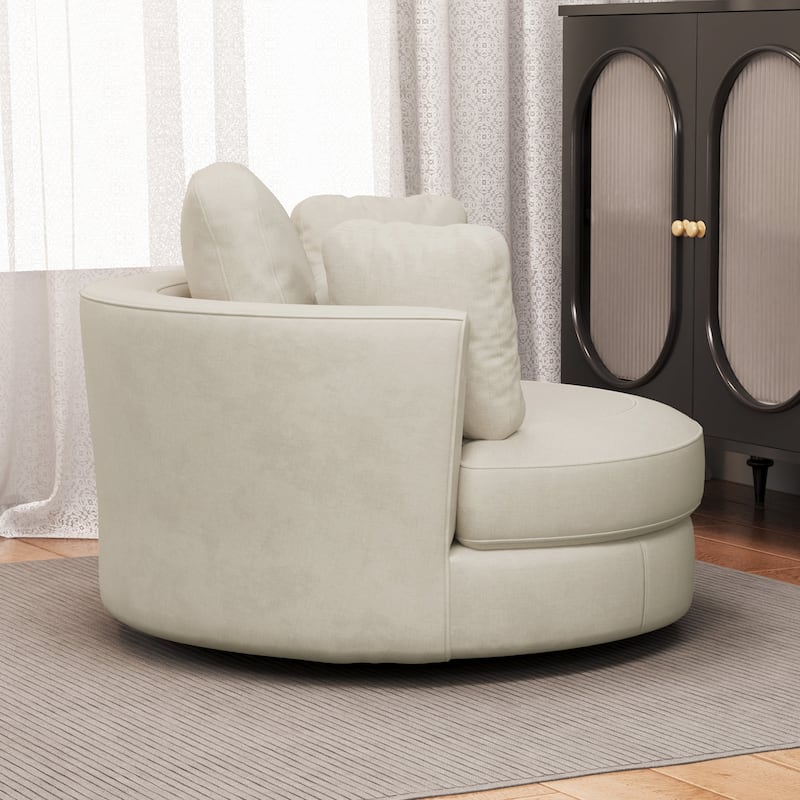 50.2"W Accent Barrel Chair,360° Swivel Club Chair with Metal Base