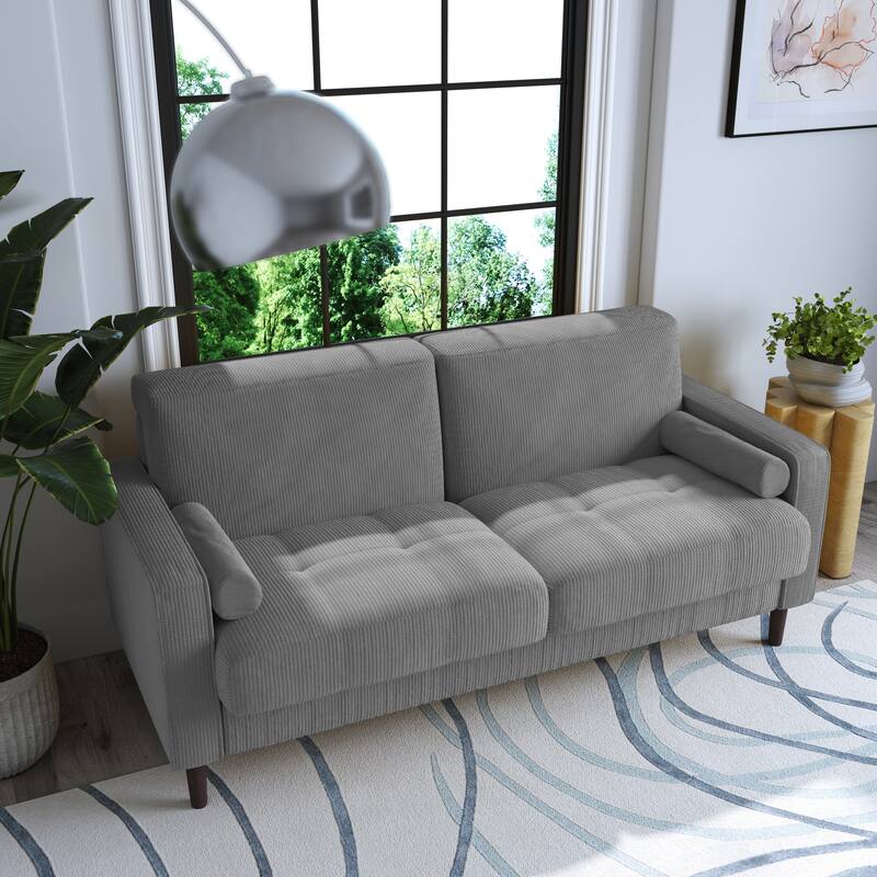 Corduroy 61.9" Loveseat Sofa Square Armrests