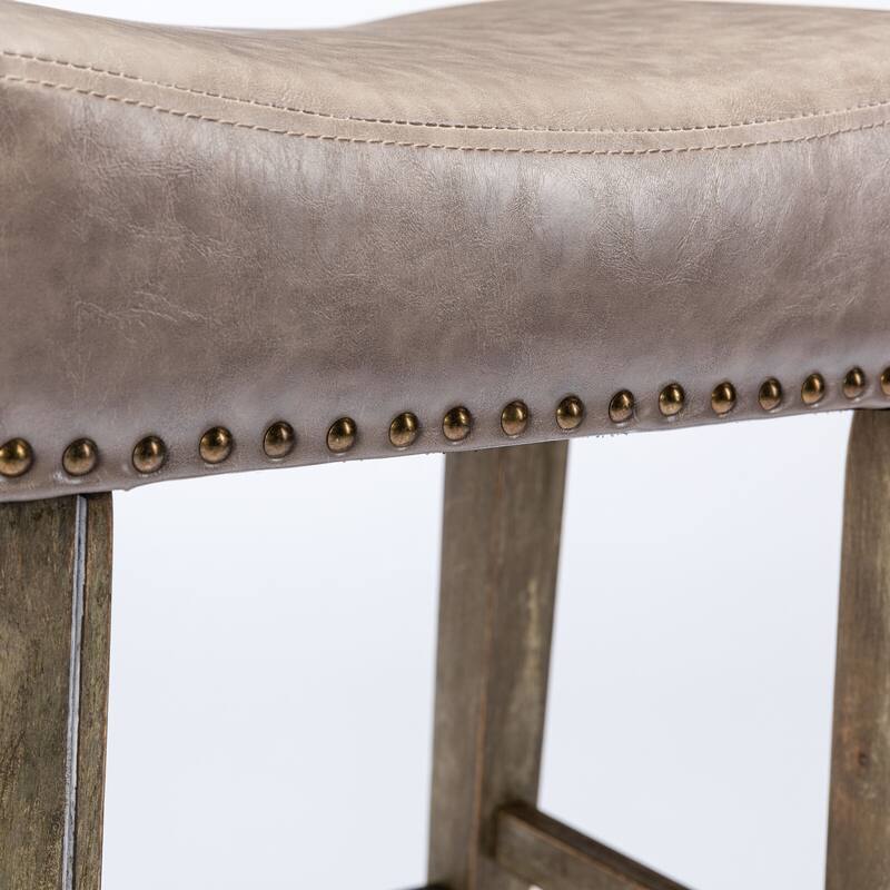Counter Height Upholstered Bar Stools with Footrest Set of 2