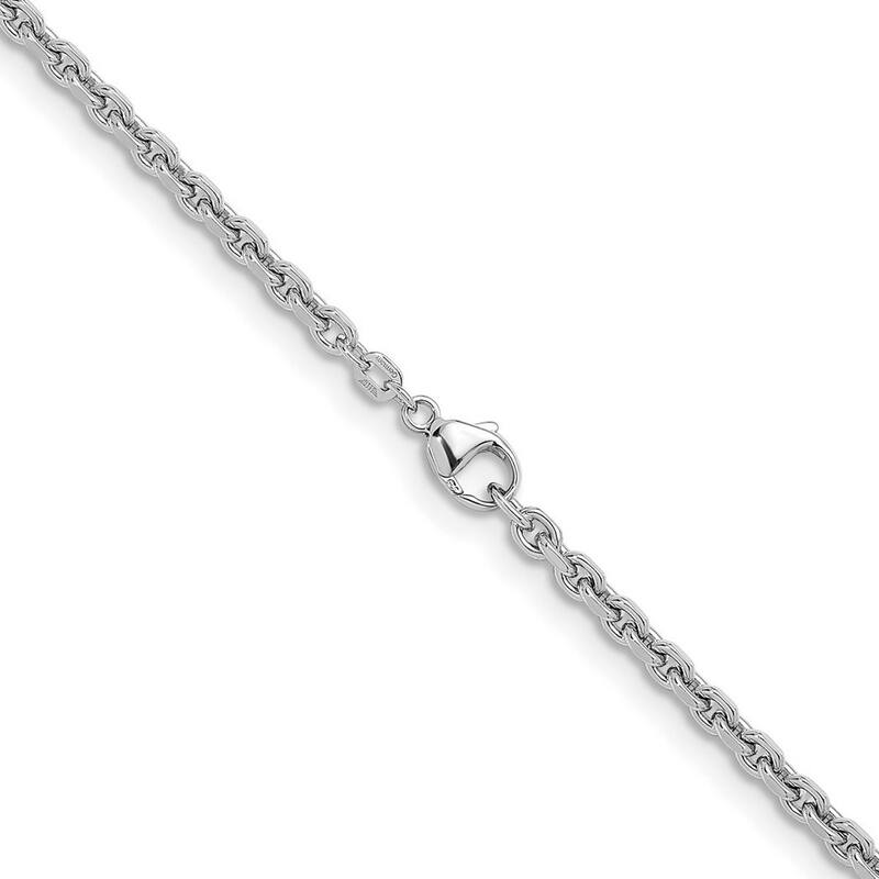 Curata 925 Sterling Silver Rhodium 3.6mm Fancy Flat Chain Necklace for Men