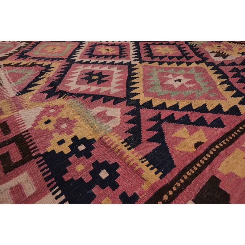 Hand Knotted Southwestern Turkish Kilim Rose,Chocolate Persian Oriental Area Rug Wool Traditional Oriental Area Rug (Palace)