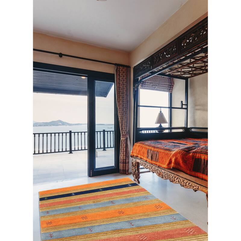 ECARPETGALLERY Hand Loomed Kashkuli Gabbeh Multi Color Wool Rug - 3'11 x 5'11