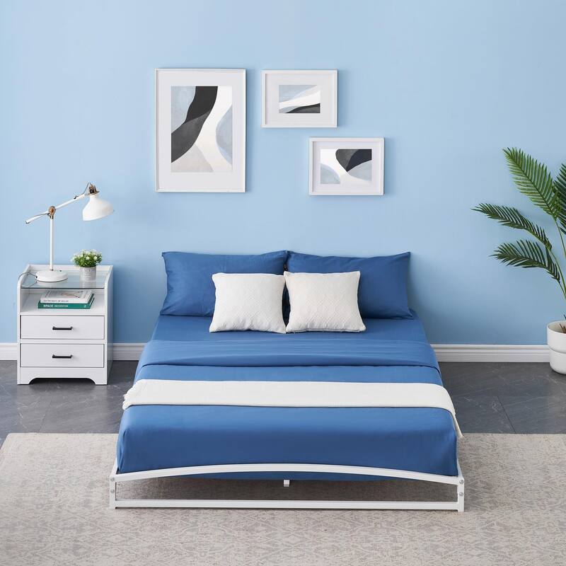 10 Inch Low Profile Platform Bed Frame - White 6 Full - Full