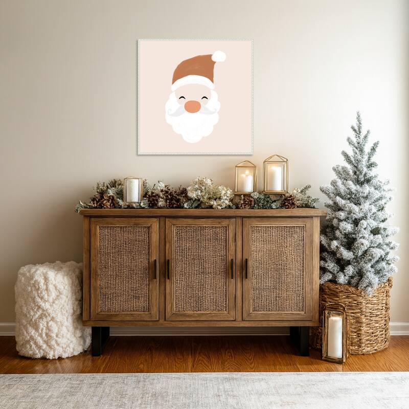 Santa by Orara Studio Framed Canvas Wall Art Print - Sylvie Beaded White