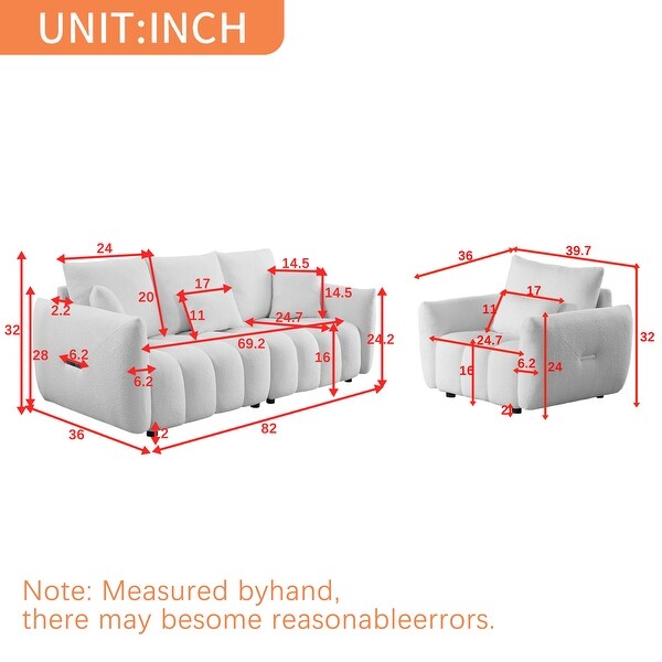 Teddy Fleece Upholstered 3-Seater Sofa and Single Sofa Set - Bed