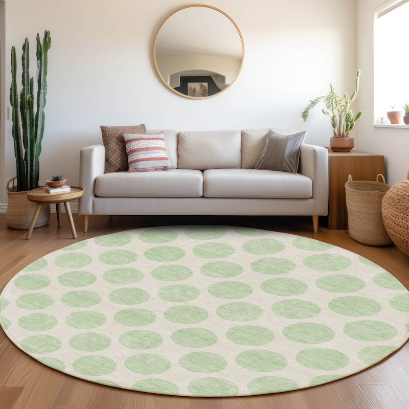 Premium Washable Super Soft Geo Dots Mayfield Rug - Mint - 8' x 8'