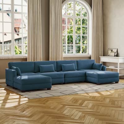 Corduroy Upholstered Modular Sectional Sofa for Living Room