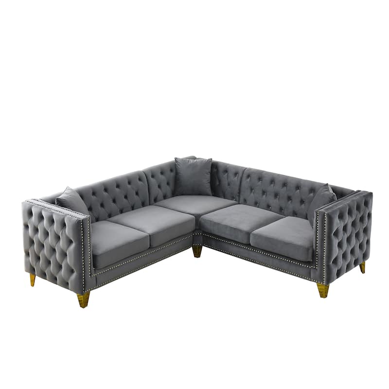 L-Shaped Sectional Couch, 5-Seater Corner Sofas with 3 Cushions