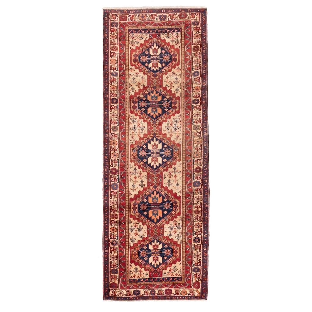 ECARPETGALLERY Hand-knotted Konya Anatolian Cream, Red Wool Rug - 3'6 x 9'9