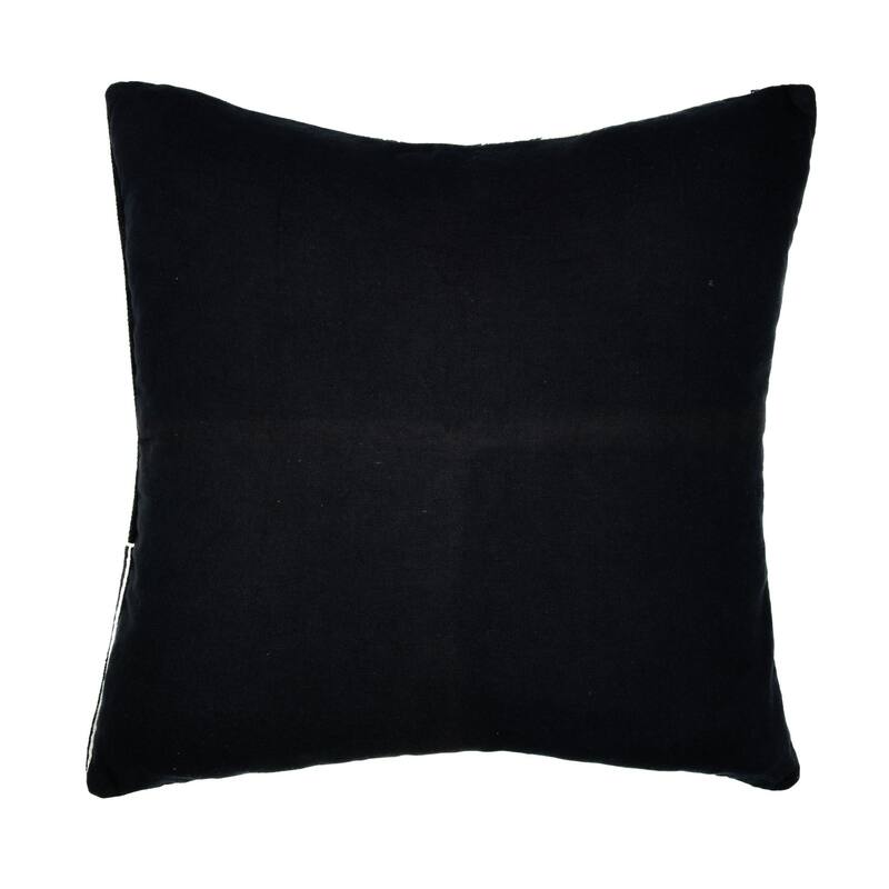 HomeRoots 20" Black and White Geometric Cotton Throw Pillow With Embroidery