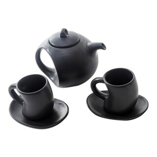 Novica Handmade Pour The Tea In Black Ceramic Tea Set (Set For 2) - Bed ...