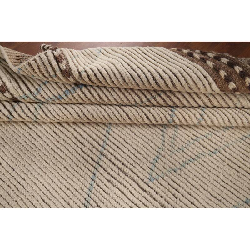 Earth Tone Moroccan Oriental Area Rug Handmade Trellis Wool Carpet - 7'6"x 10'8"