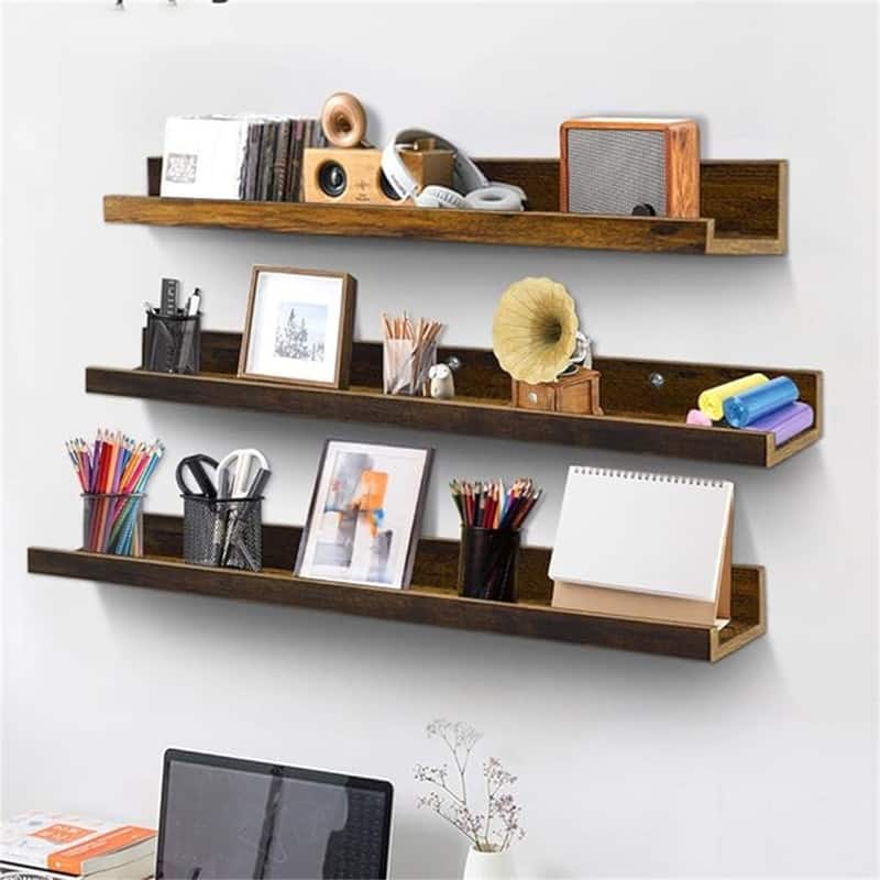 36 Inch Large Floating Shelves for Wall Set of 3 - 2.67"D x 35.82"W x 5.51"H