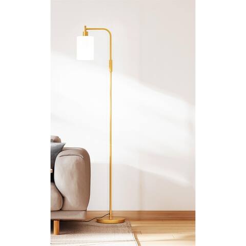 Floor Lamp With White Frosted Hanging And 3 Way Dimmable