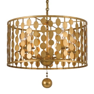 Layla 5 Light Antique Gold Chandelier - 18'' W x 17'' H