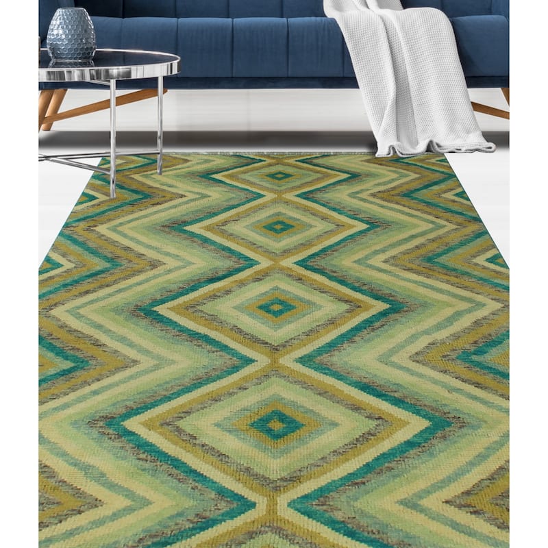 Balochi Adisa Ivory/Green Rug - 3'10" x 6'2"