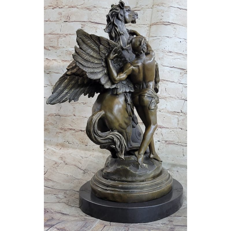 Perseus And Pegasus With The Head Of Medusa Bronze Statue Sculpture 18 Inches X 12 Inches