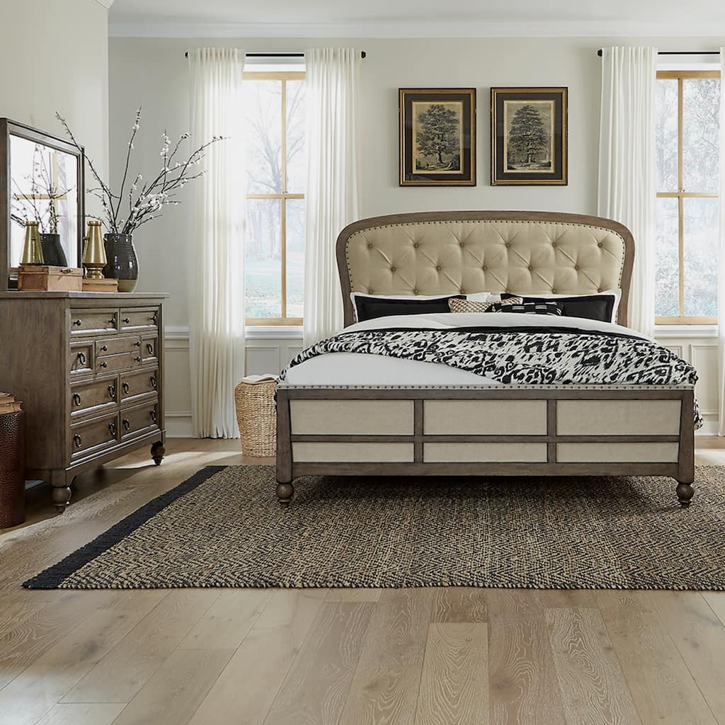 Americana Farmhouse Shelter Bed, Dresser and Mirror Bedroom Set