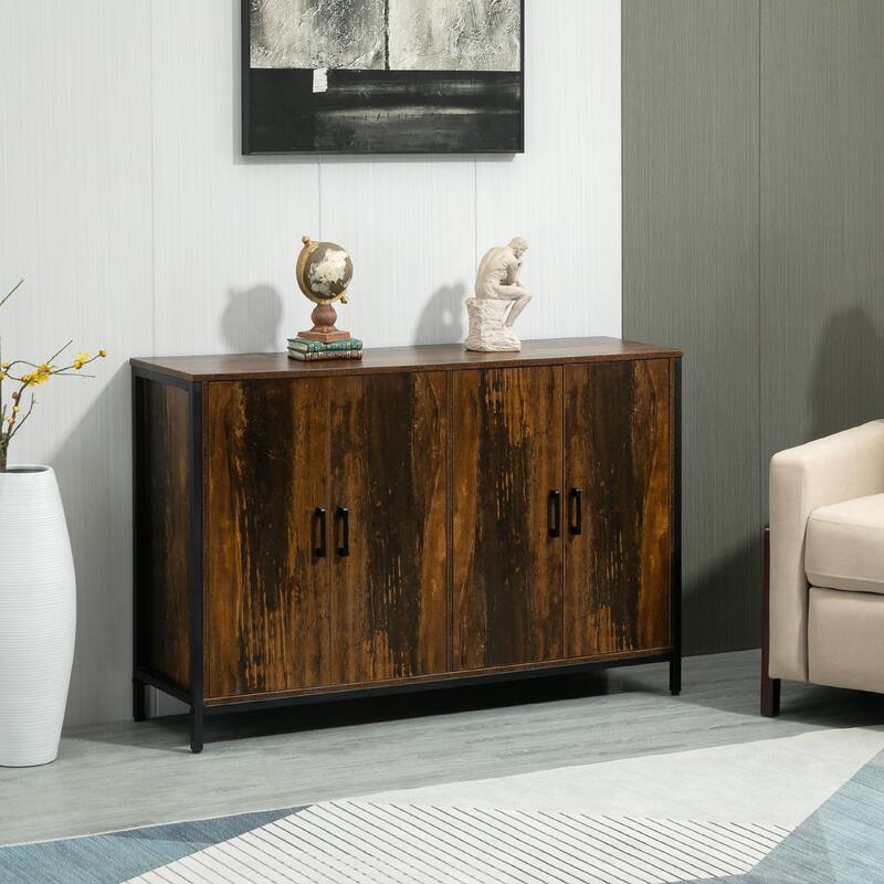Coffee Bar Cabinet with Adjustable Shelves,Industrial Sideboard Buffet Cabinet
