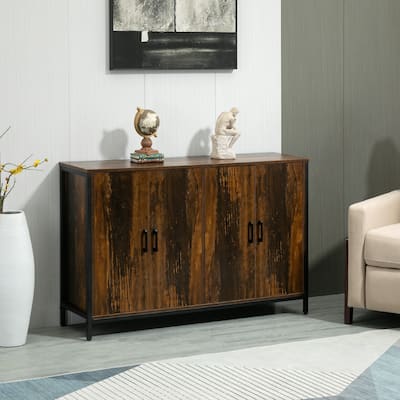 HOMCOM Industrial Sideboard Buffet Cabinet, Kitchen Storage Cabinet with Adjustable Shelves for Living Room, Bedroom, Hallway
