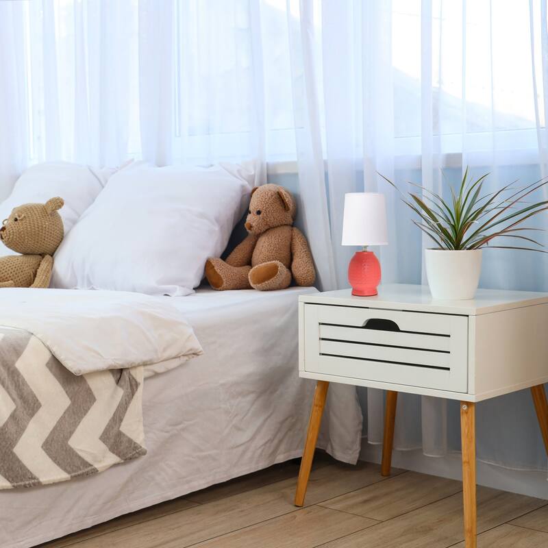 Petite Dimpled Ceramic Table Lamp with Tapered Shade - 12.5" - Orange