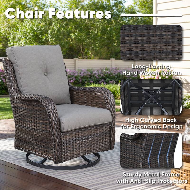 Outdoor Swivel Chairs Patio Rocker Glider Chairs with Coffee Table