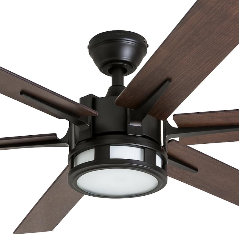 56" Honeywell Kaliza Expresso Bronze Modern LED Ceiling Fan with Light & Remote - 56-inch