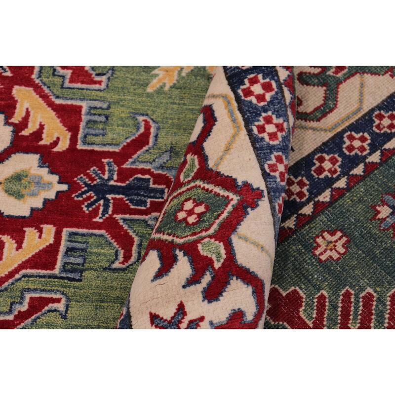 Tribal Kazak Yasmin Green/Beige Wool Rug - 8'3'' x 9'5''