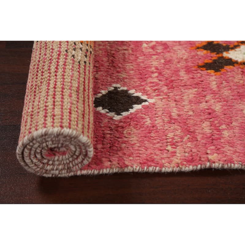 Geometric Moroccan Oriental Runner Rug Wool Hand-knotted Tribal Carpet - 2'0" x 8'10"