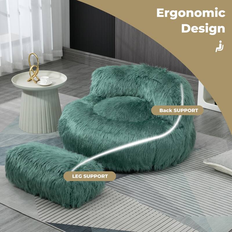 Bean Bag Chair,Floor Sofa with Handle,Accent Sofa Chair with Ottoman for Gaming Reading Relaxing