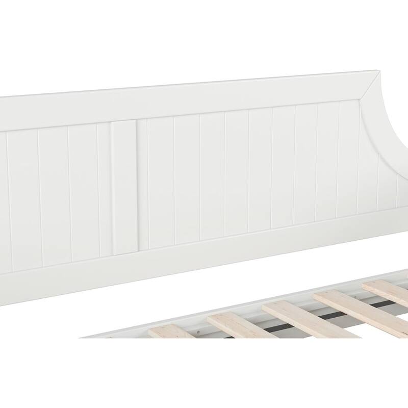 Twin Daybed with Trundle - Mid-Century Wood Daybed - White Finish -