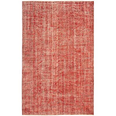 ECARPETGALLERY Hand-knotted Color Transition Dark Red Wool Rug - 5'7 x 9'0