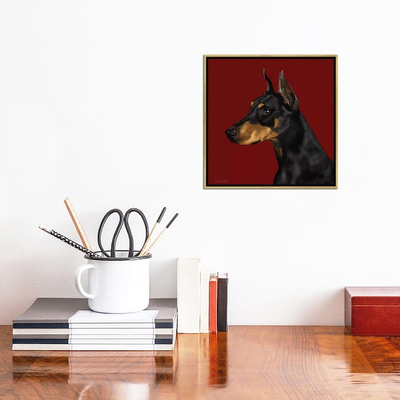 iCanvas "Doberman" by Vicki Newton Framed Canvas Print