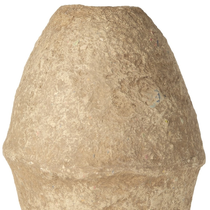 18" Beige Paper Mache Cylinder Table Vase - 12.00