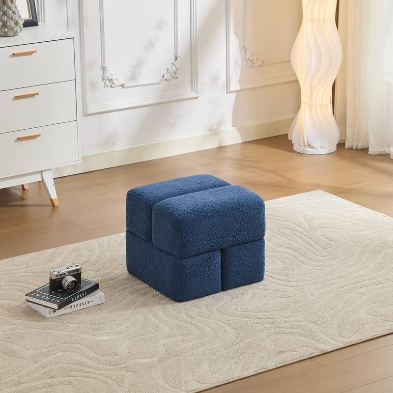 SEYNAR Modern 16.5''Faux Sherpa Square Cube Otttoman