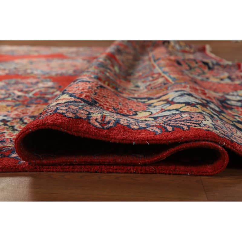 Hand Knotted Oriental 100% Wool Carpet Traditional Floral Red Sarouk Area Rug - 13' 7'' X 10' 7''