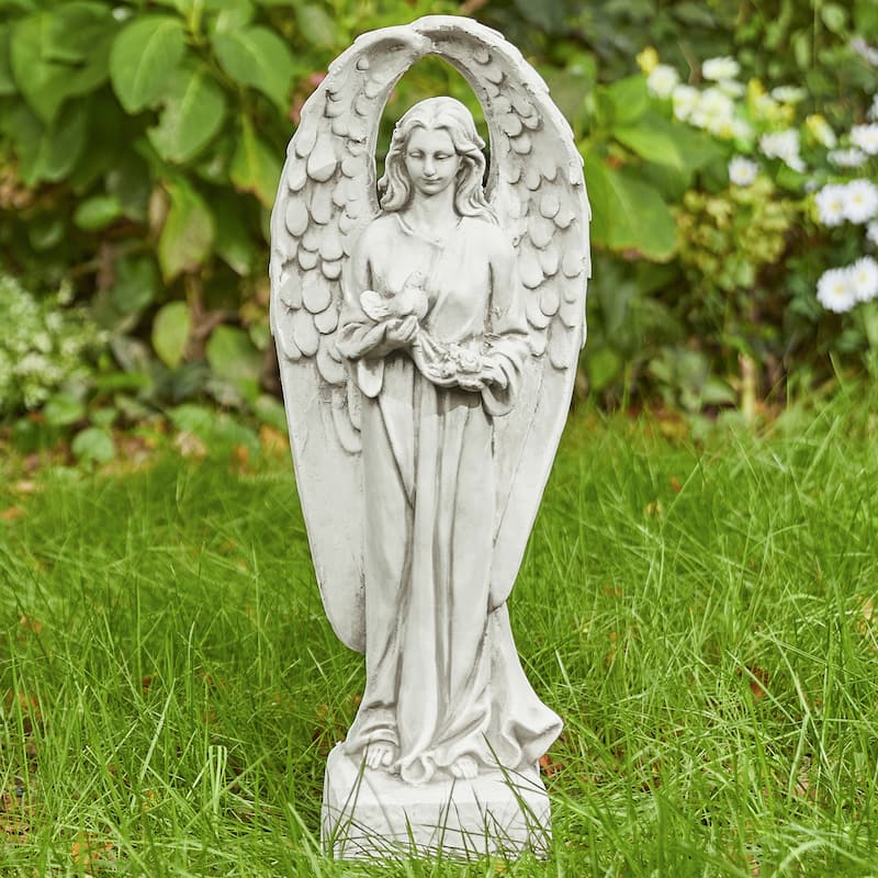 Glitzhome 20.5"H MGO Standing Archangel Garden Statue Outdoor Indoor Sculpture