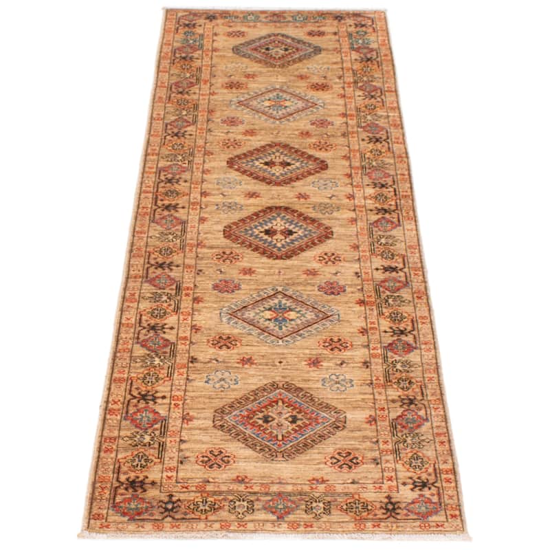 ECARPETGALLERY Hand-knotted Aryana Tan Wool Rug - 2'9 x 8'1