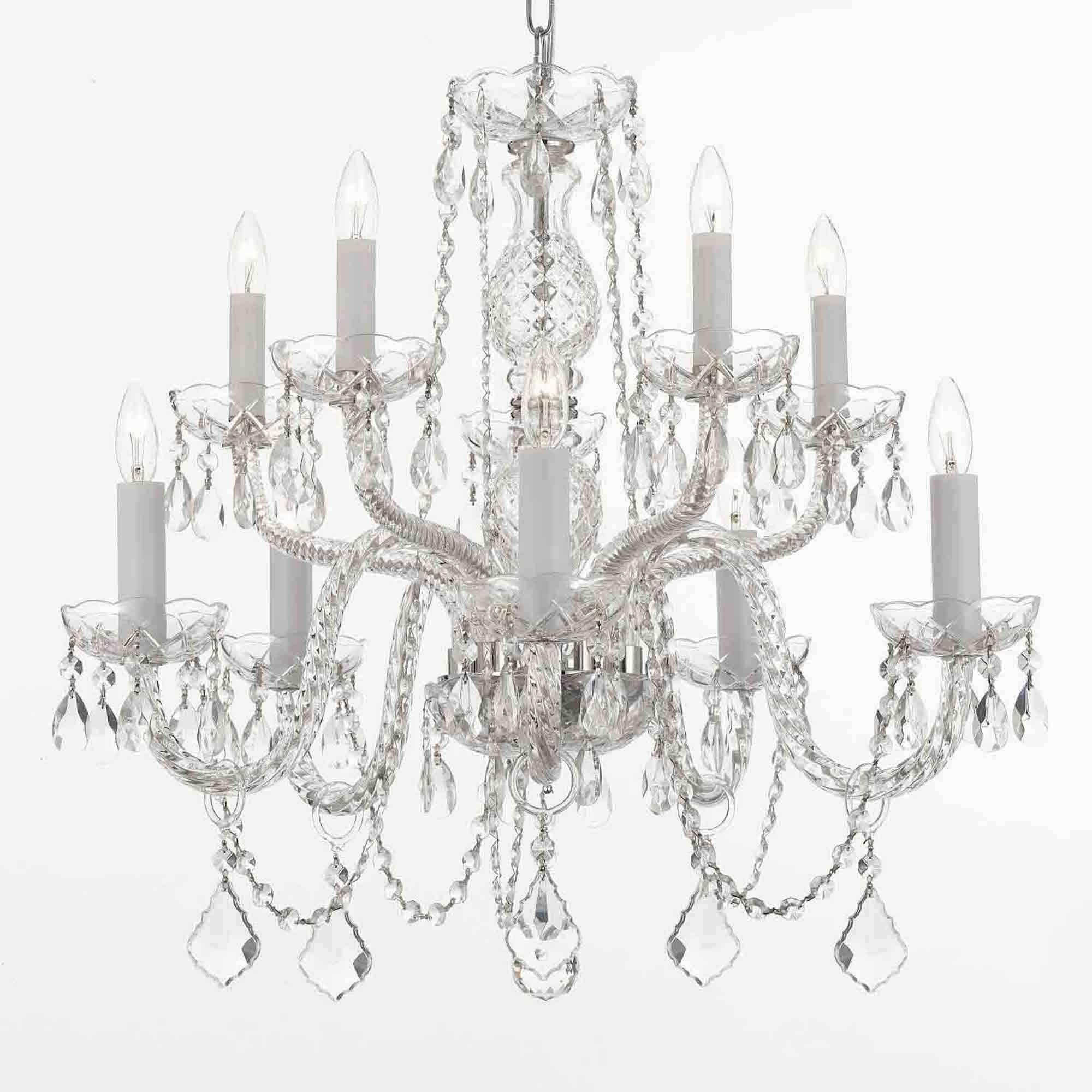 Crystal Chandelier Lighting With 10 Lights H25 x W24 - Chandeliers For Bedrooms by Overstock.com