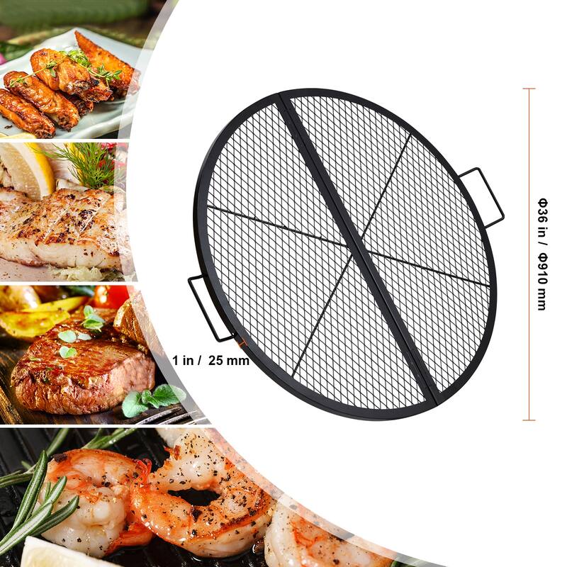 Anmytek Fire Pit Grill Grate Foldable Round Cooking Grate
