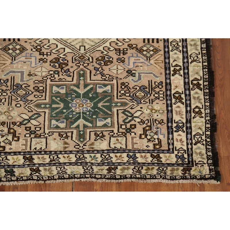 Tribal Gharajeh Persian Vintage Runner Rug Hand-Knotted Wool Carpet - 3'7"x 9'7"