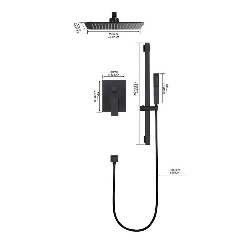 2 Function 10- Wall Mounted Dual Shower Heads Shower System With Sliding Rod Shower Hand