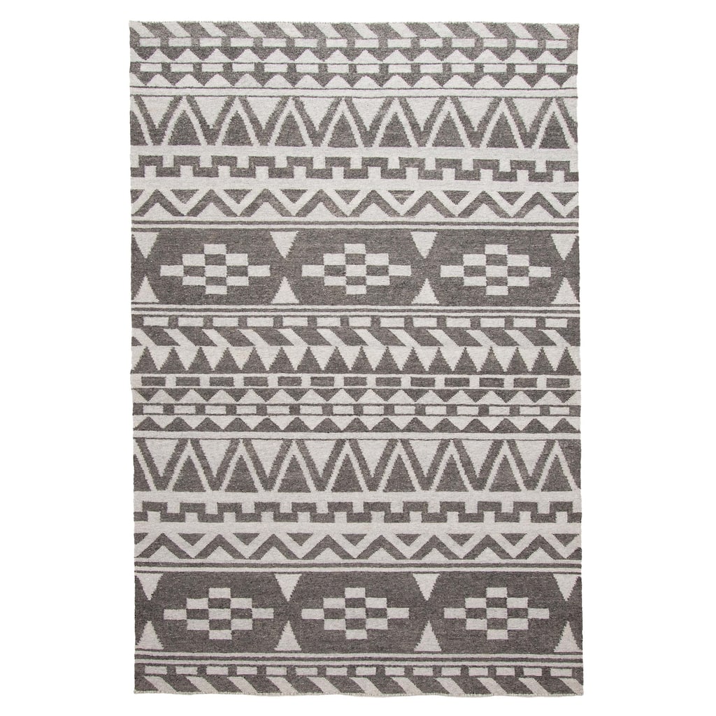 ECARPETGALLERY Flat-Weave Ankara FW Dark Grey Wool Kilim - 5'3 x 8'0