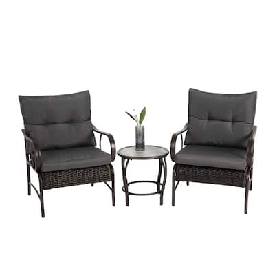 3-Piece Outdoor Patio Set – Modern Wicker Conversation Set with Rattan Chairs & Coffee Table‌